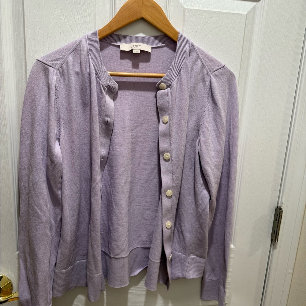 LOFT Light Purple Knit Cardigan